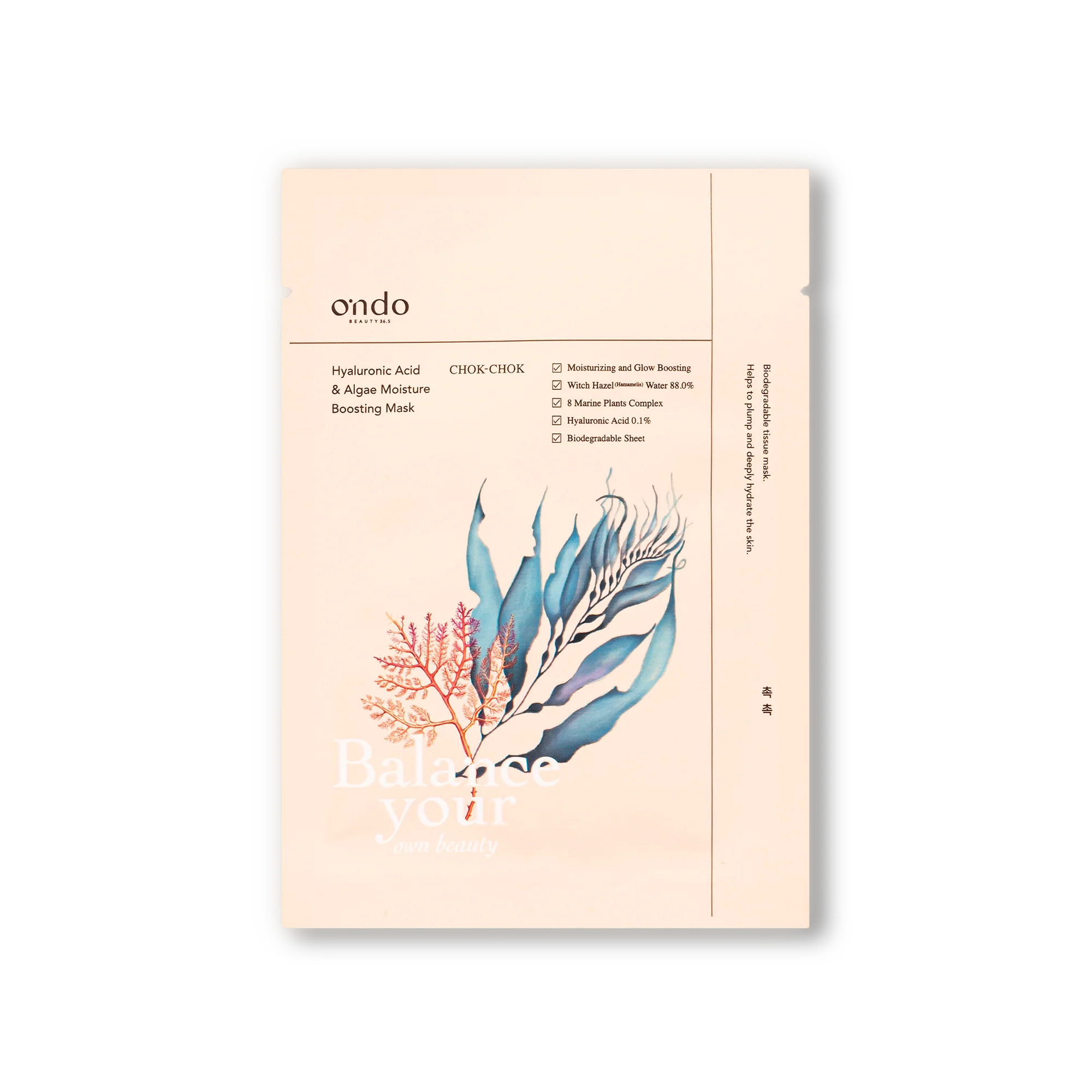 CHOK-CHOK Hyaluronic Acid &amp; Algae Moisture Boosting Mask Ondo Beauty 36.5